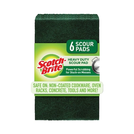 Scotch-Brite Heavy-Duty Scouring Pad, 3.8 x 6, Green, PK5, 5PK 2265